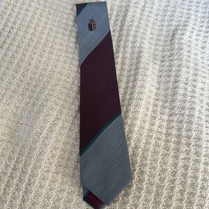 NWT vintage Goldlion Red and Gray Striped  Tie Modern Geometric Design